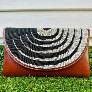 Addolux Black and White Hand Crafted African Clutch